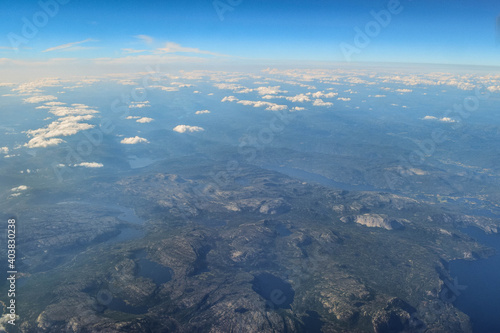 View above Norway from airplane