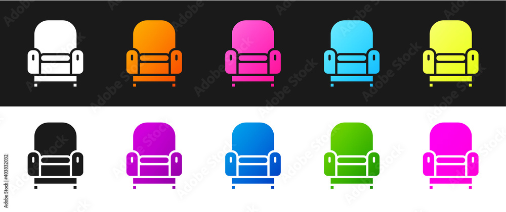 Set Armchair icon isolated on black and white background. Vector. Set Armchair icon isolated on black and white background. Vector.