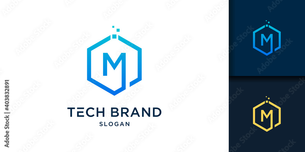 Letter m technology logo design template Letter m technology logo design template