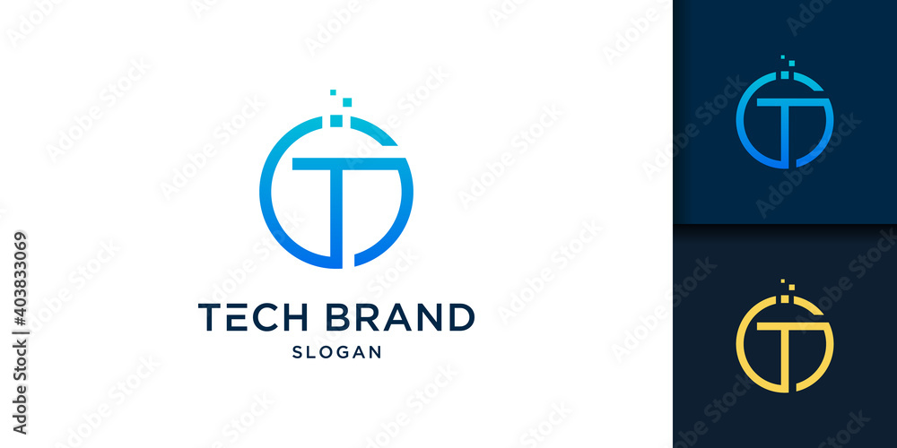 Letter t technology logo design template Letter t technology logo design template