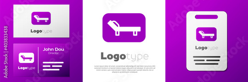 Logotype Sunbed icon isolated on white background. Sun lounger. Logo design template element. Vector.
