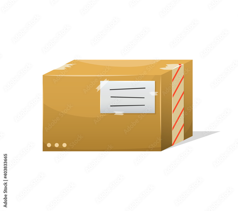 Vector illustration of a postal parcel in a box with a delivery address. Mail delivery. Vector illustration of a postal parcel in a box with a delivery address. Mail delivery.