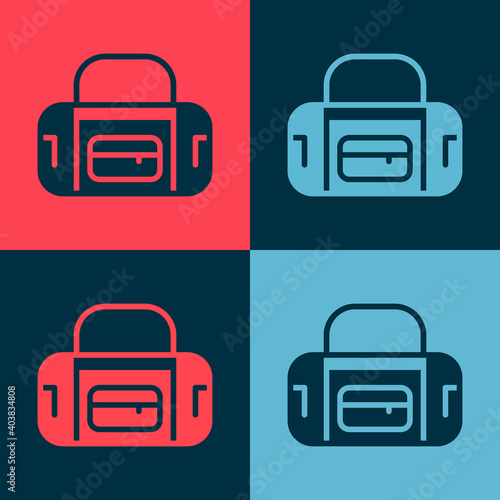 Pop art Sport bag icon isolated on color background. Vector.