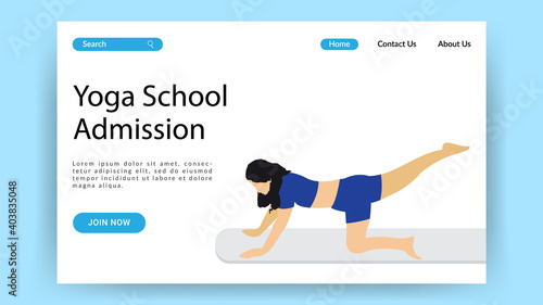 Creative landing page design for yoga school admission