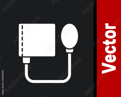 White Blood pressure icon isolated on black background. Vector.
