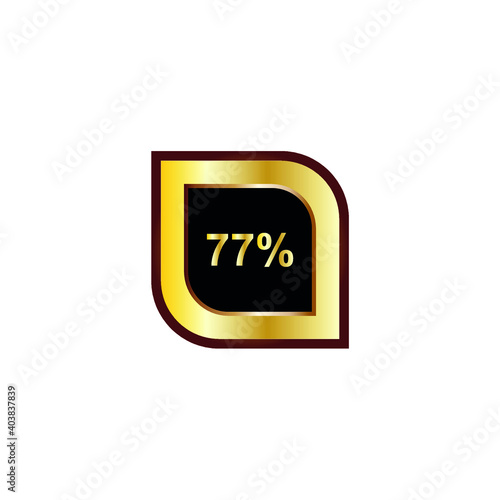 77 percent sign vector design with gold gradient color photo