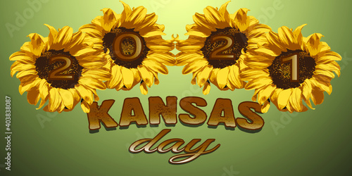 Fototapeta Naklejka Na Ścianę i Meble -  Kansas Day 2021 Vector illustration on the theme of National Holiday