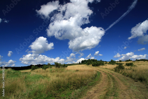 Fototapeta Naklejka Na Ścianę i Meble -  Landscape of Jasiel - former and abandoned village in Low Beskids, Poland