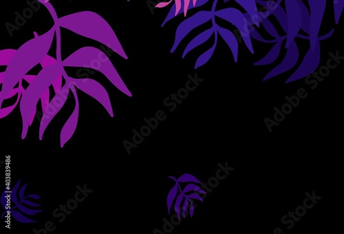 Dark Purple vector natural backdrop with leaves. © smaria2015