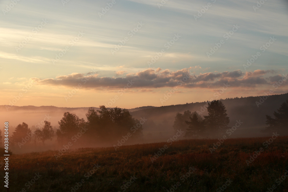 Fototapeta premium Before the sunrise in Low Beskids, Poland