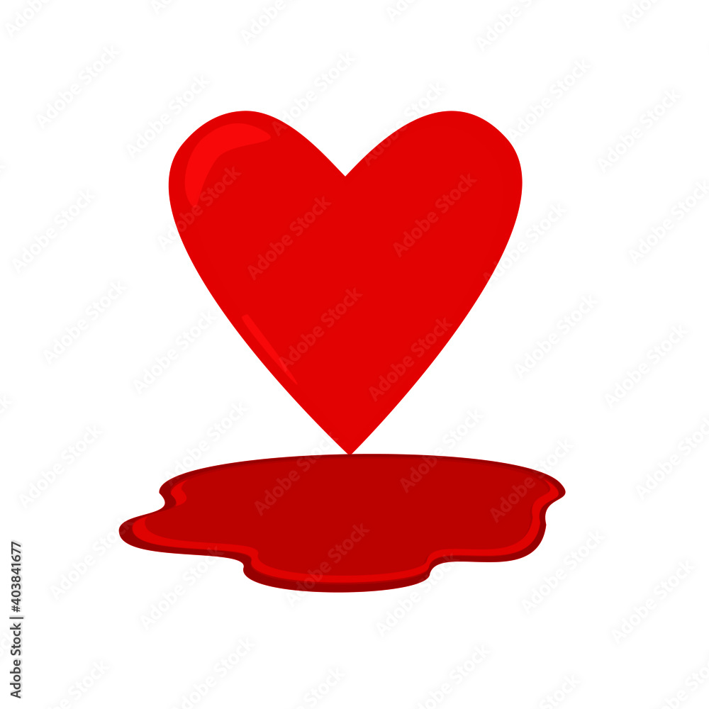 Illustration of the heart with a puddle underneath, red love, heart , melt, etc Illustration of the heart with a puddle underneath, red love, heart , melt, etc
