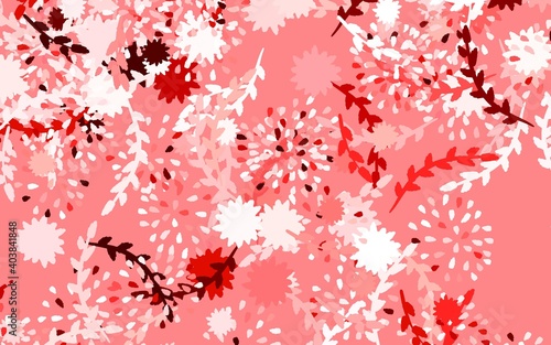 Light Pink, Red vector doodle template with flowers, roses.