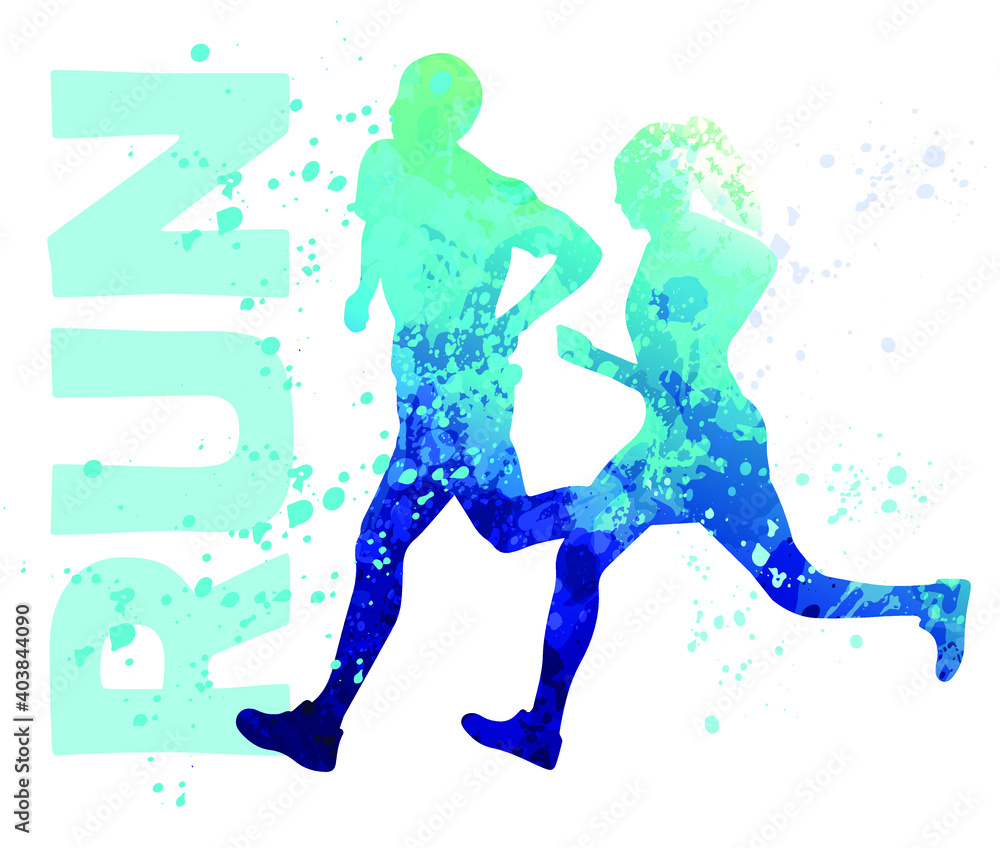Abstract silhouette of workout runners. Vector illustration