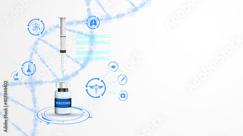 medical health care concept vaccine bottle and syringe injection infographic design template eps 10 vector