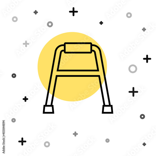 Black line Walker for disabled person icon isolated on white background. Random dynamic shapes. Vector.