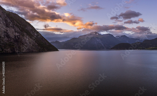 Sunset over Norwegian Fjords