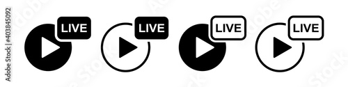 Free Download Set of live broadcast icons, logo. Live streaming, video, button, live broadcast button. Vector illustration. - GFXLoad