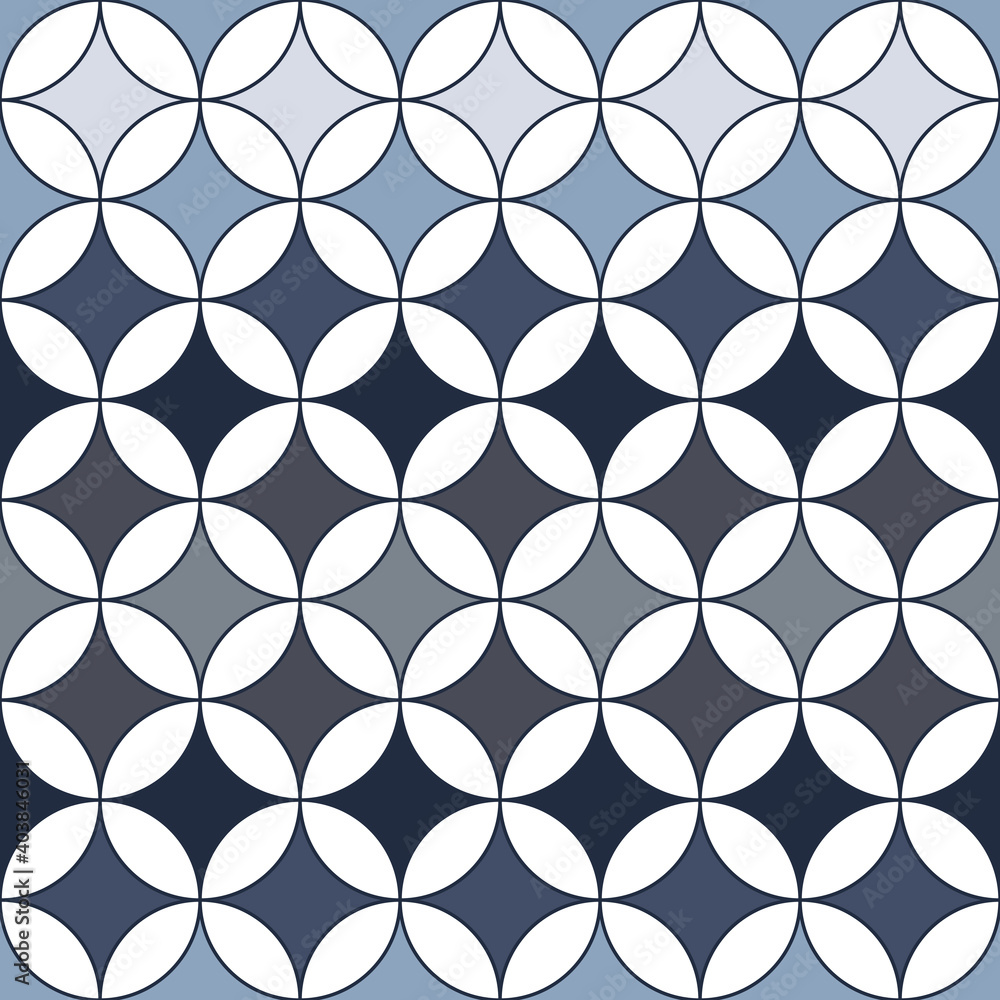 Fototapeta premium Vector geometrical blue brown seamless pattern print background.