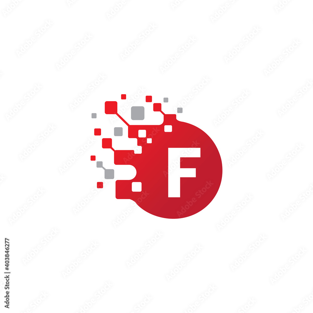 F letter logo design vector with nice circle