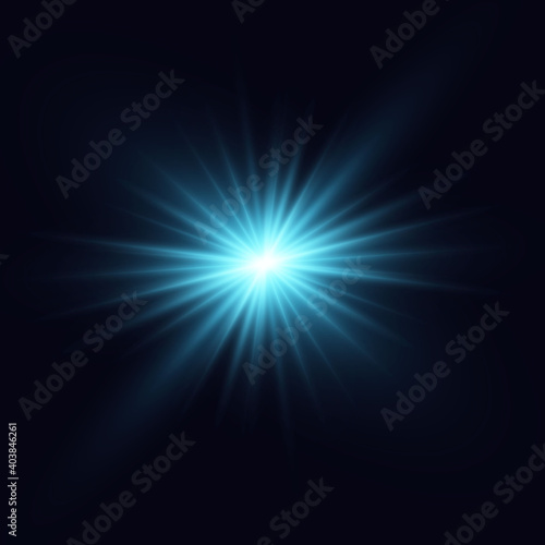 Lights sparkles isolated, lens flare, explosion, glitter, line, sun flash, spark and stars. Blue and violet glowing effect.