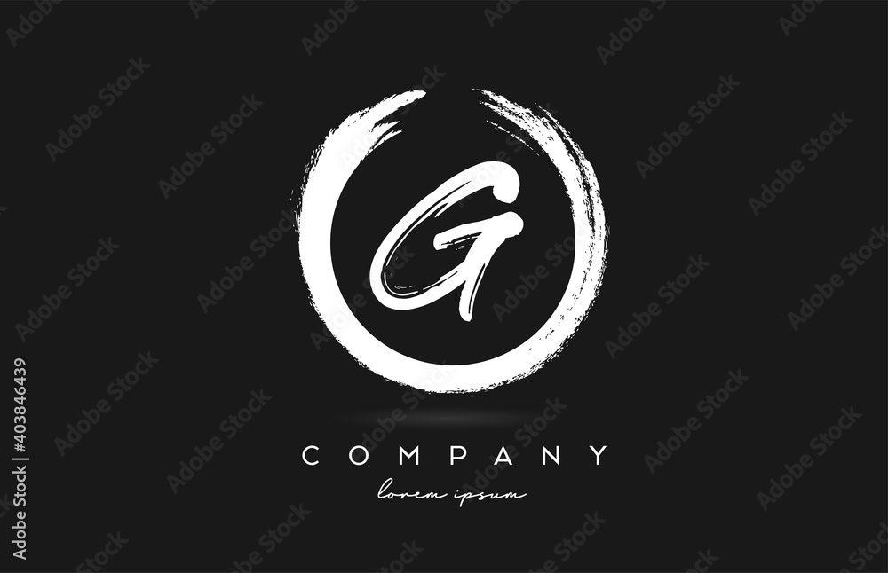 black and white G alphabet letter logo icon. Vintage grunge design for business and company with circle black and white G alphabet letter logo icon. Vintage grunge design for business and company with circle
