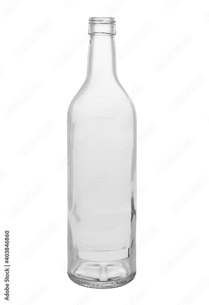 Empty glass bottle for alcohol. Isolated on a white background. Empty glass bottle for alcohol. Isolated on a white background.
