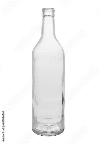 Empty glass bottle for alcohol. Isolated on a white background.