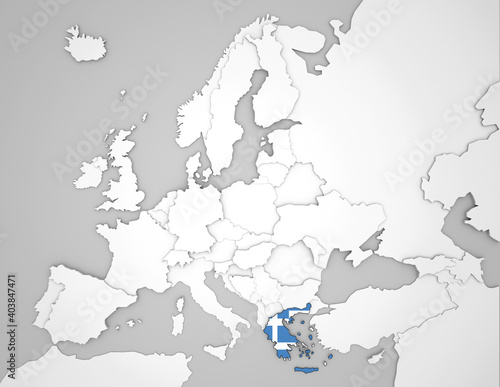 3D Europakarte auf der Griechenland hervorgehoben wird