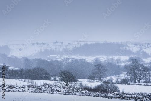 Beautiful winter day heavy snowfall Colne, Lancashire