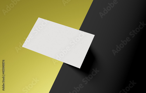Business Card Mockup. Closeup on one empty business card on a table side. 3D Rendring