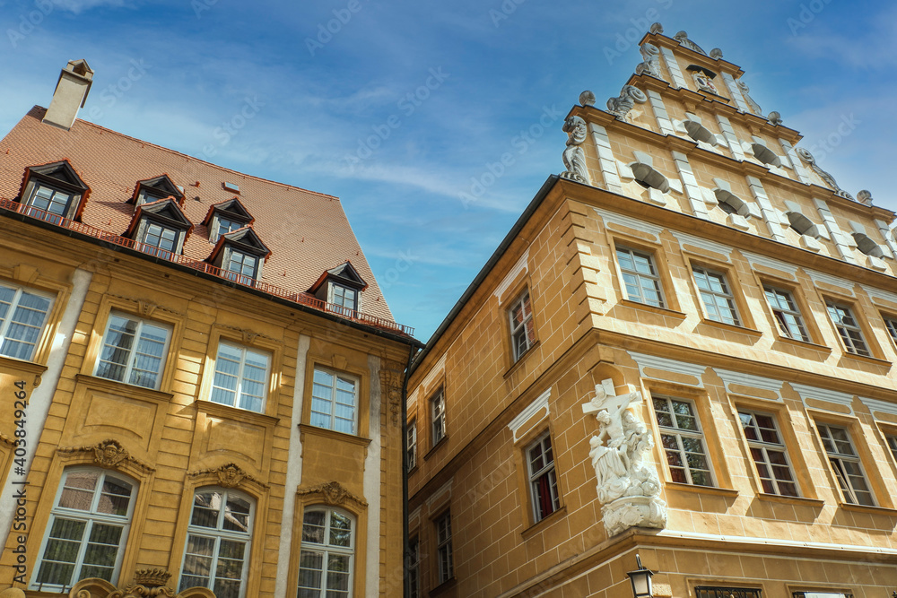 Nahaufnahme Häuserfassaden in Bamberg