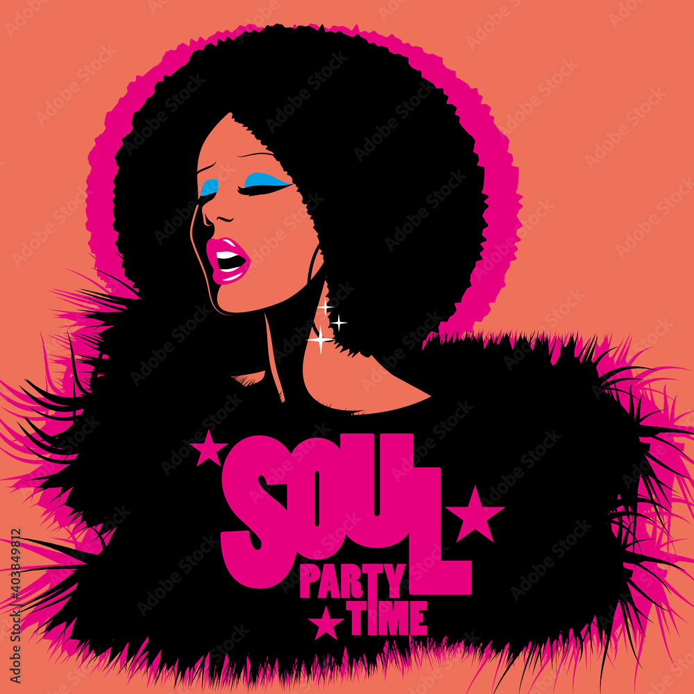 Vetor de Soul Party Time. Soul, funk, jazz or disco music poster