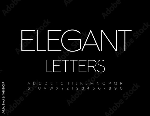 Vector Elegant Alphabet Letters and Numbers set. Thin White Font