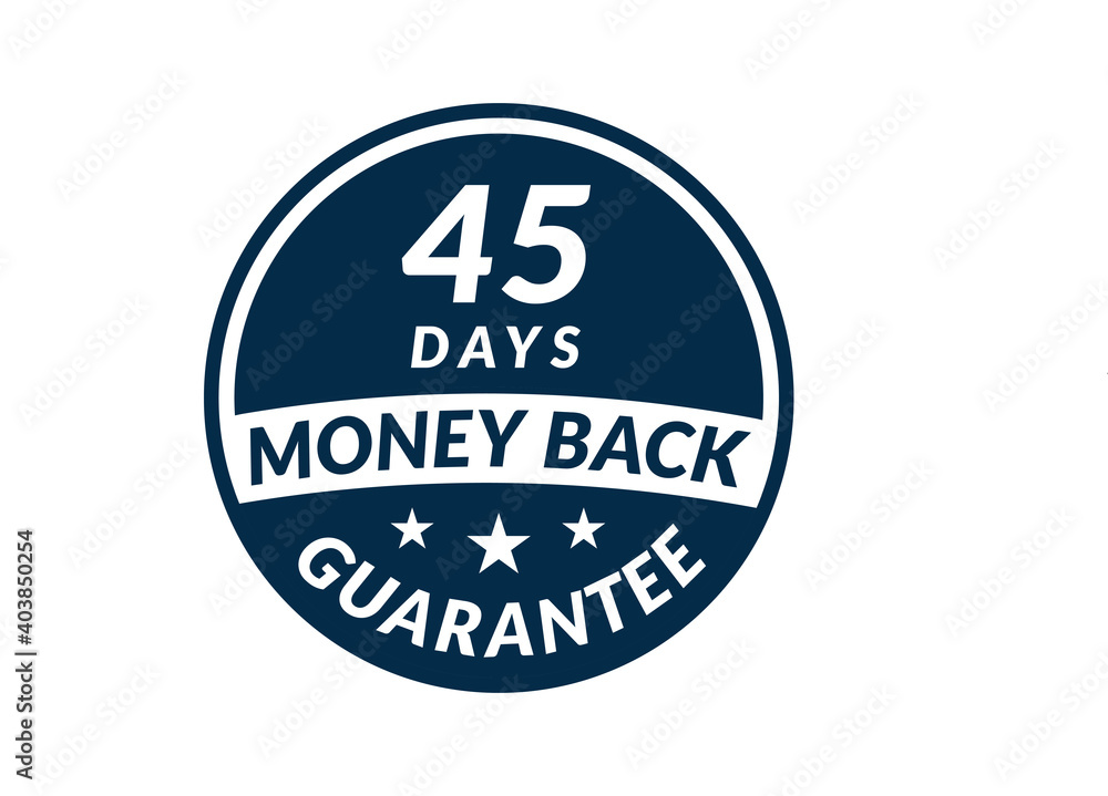 45 day money back guarantee label. 45 Days Money Back Guarantee Icon