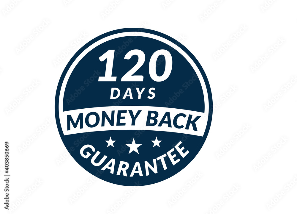 120 day money back guarantee label. 120 Days Money Back Guarantee Icon 120 day money back guarantee label. 120 Days Money Back Guarantee Icon