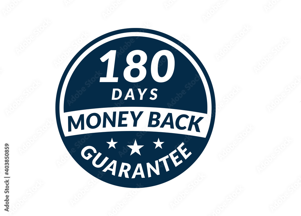 180 day money back guarantee label. 180 Days Money Back Guarantee Icon