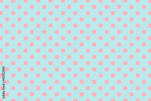 Polka Dot Pattern in Pink and Blue, Pink Dots on Blue Background