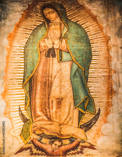 Virgin Mary Guadalupe Painting Shrine Mexico City