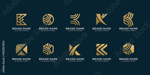 Letter K logo collection for company with golden unique idea Premium Vector photo