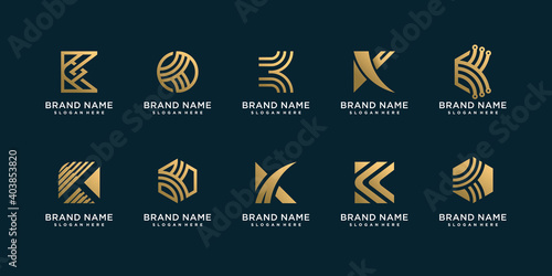 Letter K logo collection for company with golden unique idea Premium Vector