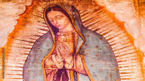 Tableau sur toile Original Virgin Mary Guadalupe Painting New Basilica Shrine Mexico City Mexico