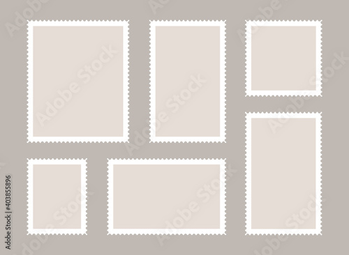 Blank postage shtamps set. Postage stamps frames for mail envelope. Empty templates.
