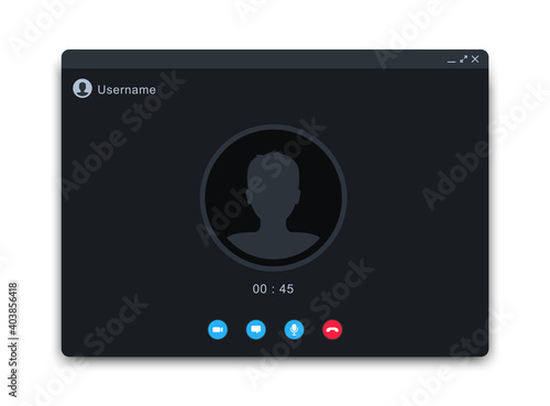 Video call window template. Video call screen. Video chat interface. For communication in internet.