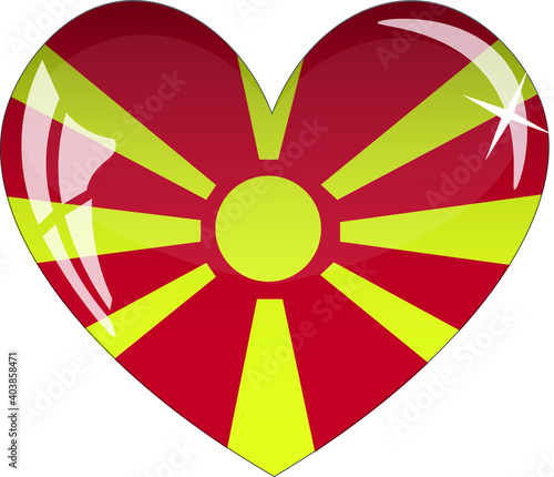 Free Download Macedonia flag in heart with glass or icon isolated on white background. Vector illustration - GFXLoad
