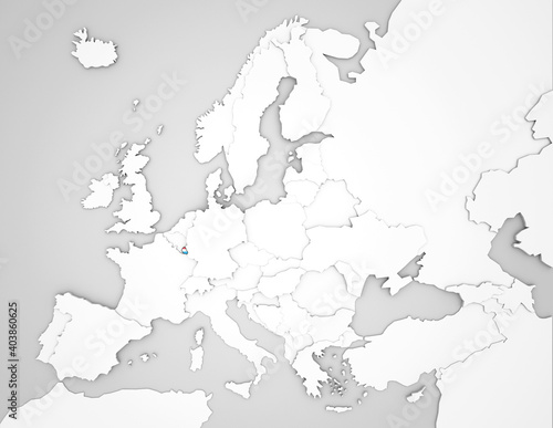 3D Europakarte auf der Luxemburg hervorgehoben wird 
