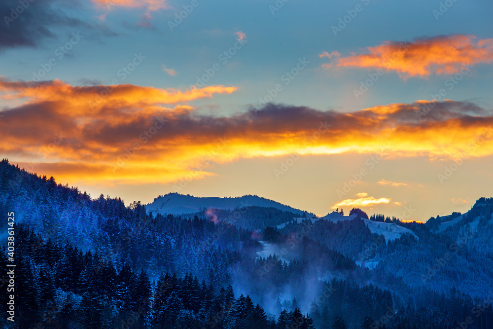 Winter - Sonnenuntergang - Gunzesried - Ofterschwang - Wald - Stimmung
