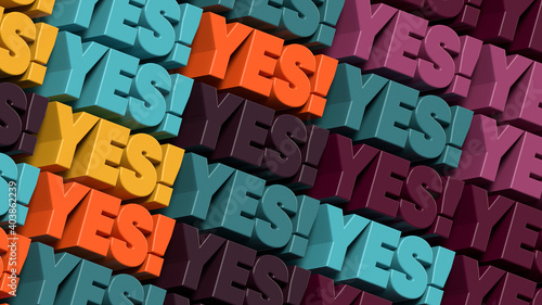 Pattern with word YES! 3d render