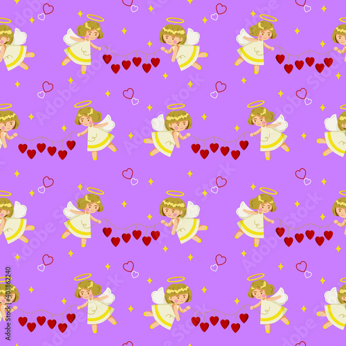 Seamless Wallpapers for Valentine's Day holiday. Vector, pattern.