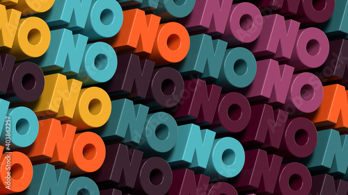 Pattern with word NO. 3d render