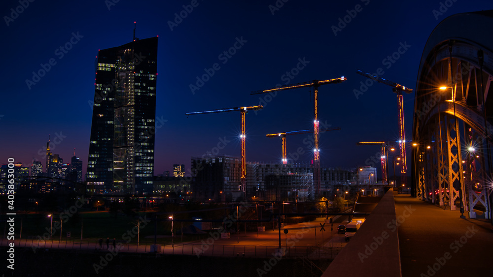 Nacht Baustelle in Frankfurt am Main
